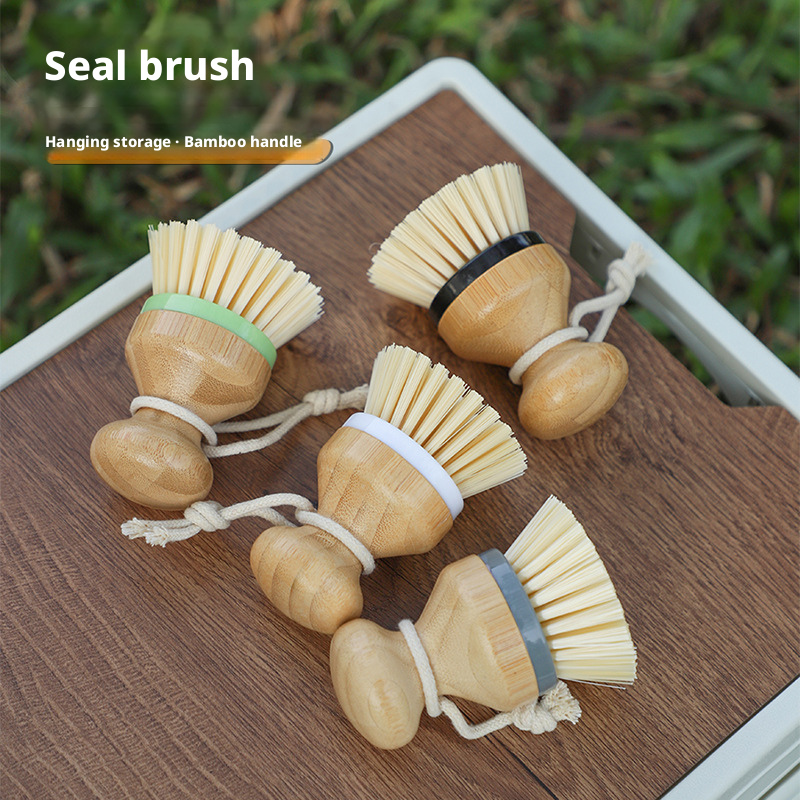 Dish Brush Bamboo - Outdoor Pot Scrubbing Brush Dishwashing Tool