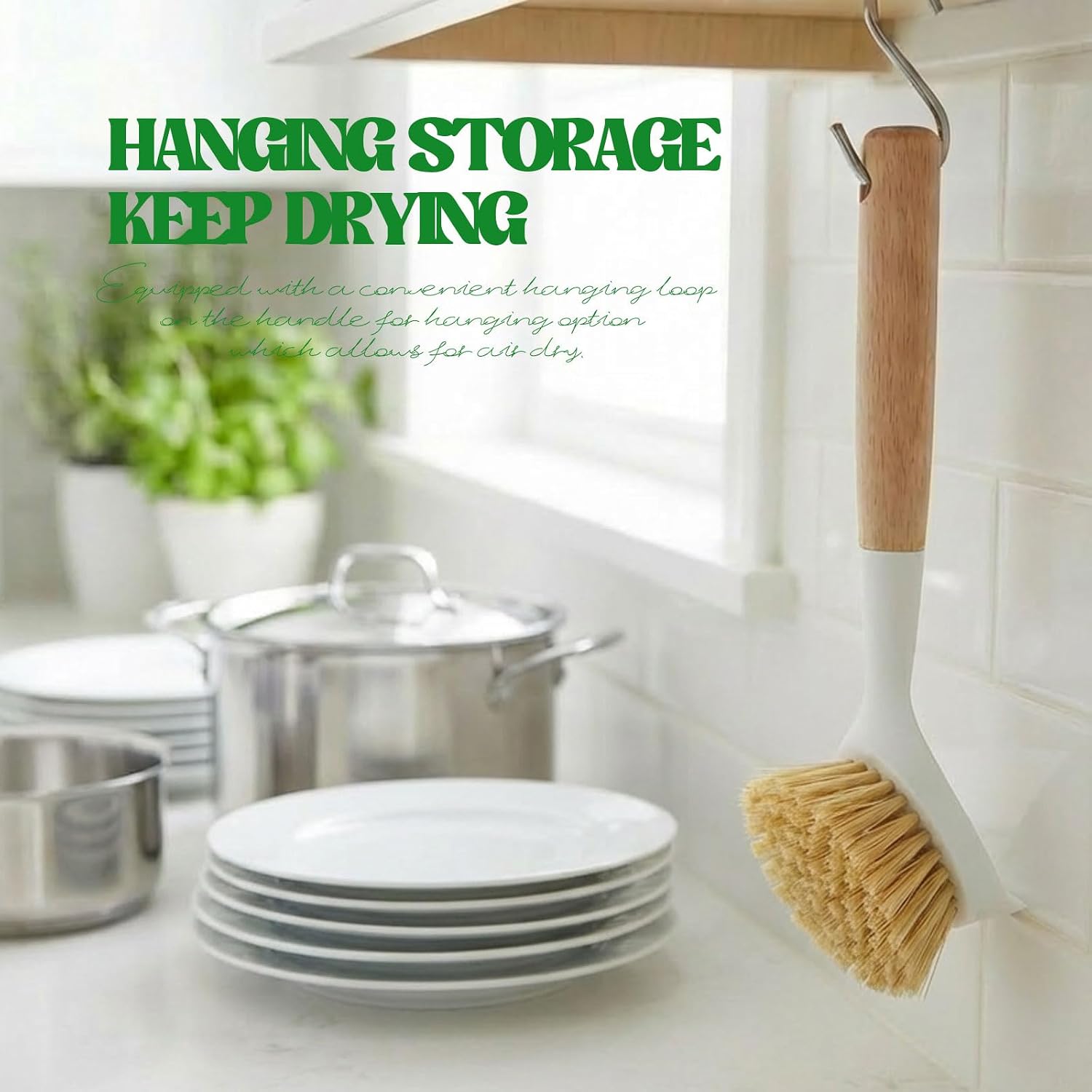 6Pcs Bamboo Dish Brush & Spong - Dish Brush Bamboo ulasan dan harga