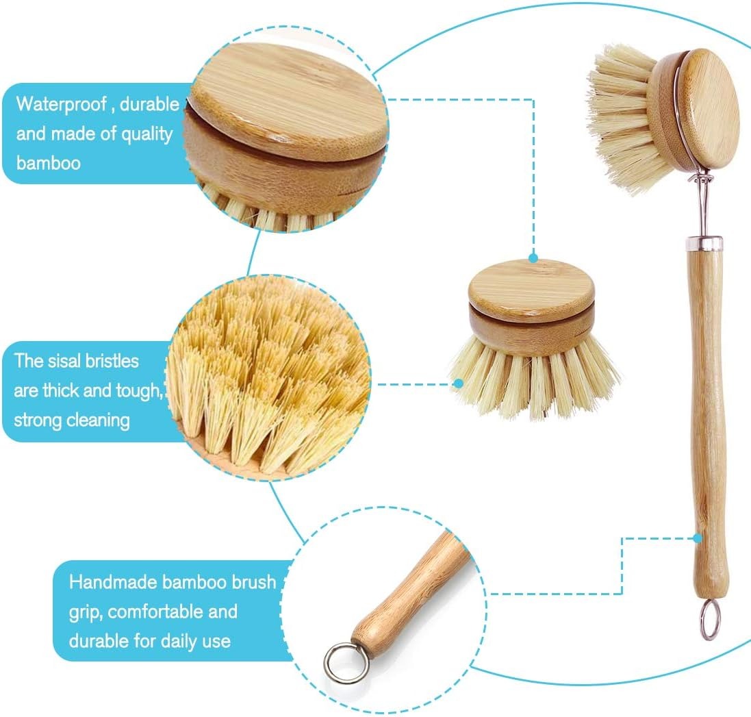 Bamboo Dish Scrub Brushes, Kit - Dish Brush Bamboo ulasan dan harga