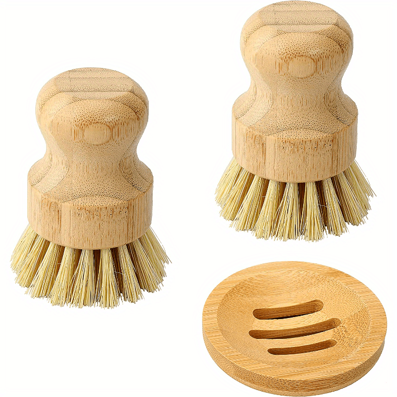 1 Set Bamboo Dish Scrub Brush  - Dish Brush Bamboo ulasan dan harga