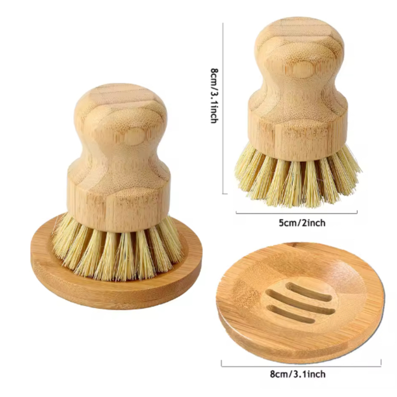 1 Set Bamboo Dish Scrub Brush  - Dish Brush Bamboo ulasan dan harga