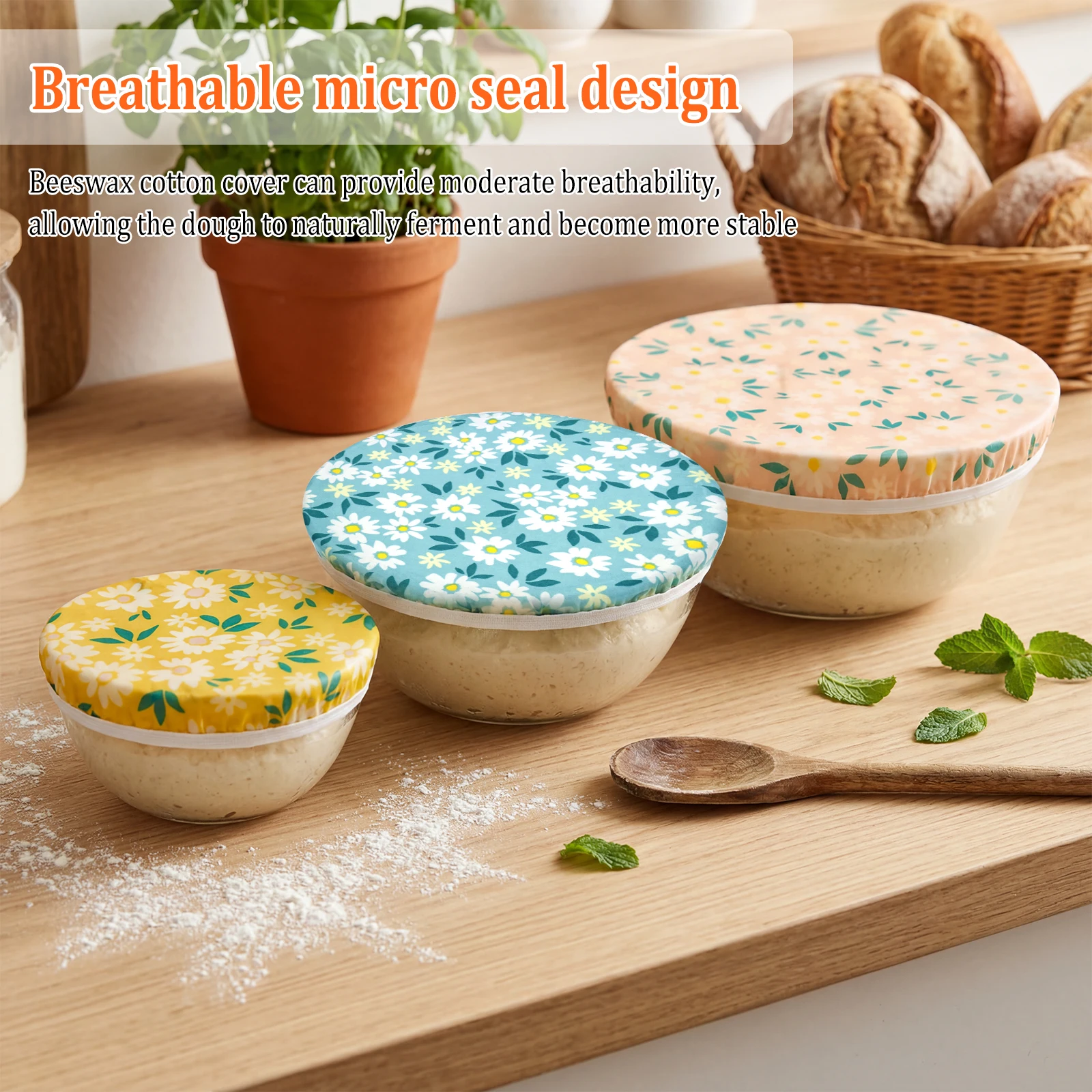 3Pcs Bowl Covers Cotton Beeswa - Beeswax Food Cover ulasan dan harga
