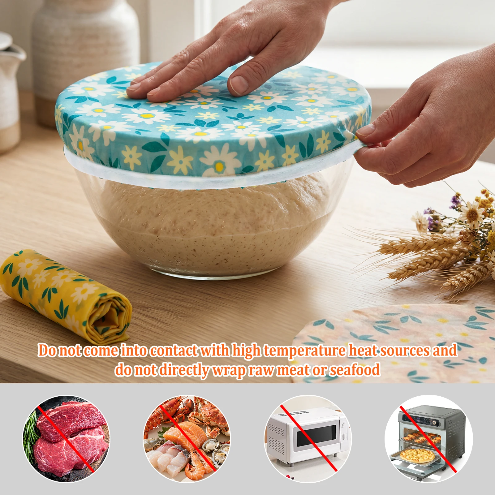 3Pcs Bowl Covers Cotton Beeswa - Beeswax Food Cover ulasan dan harga