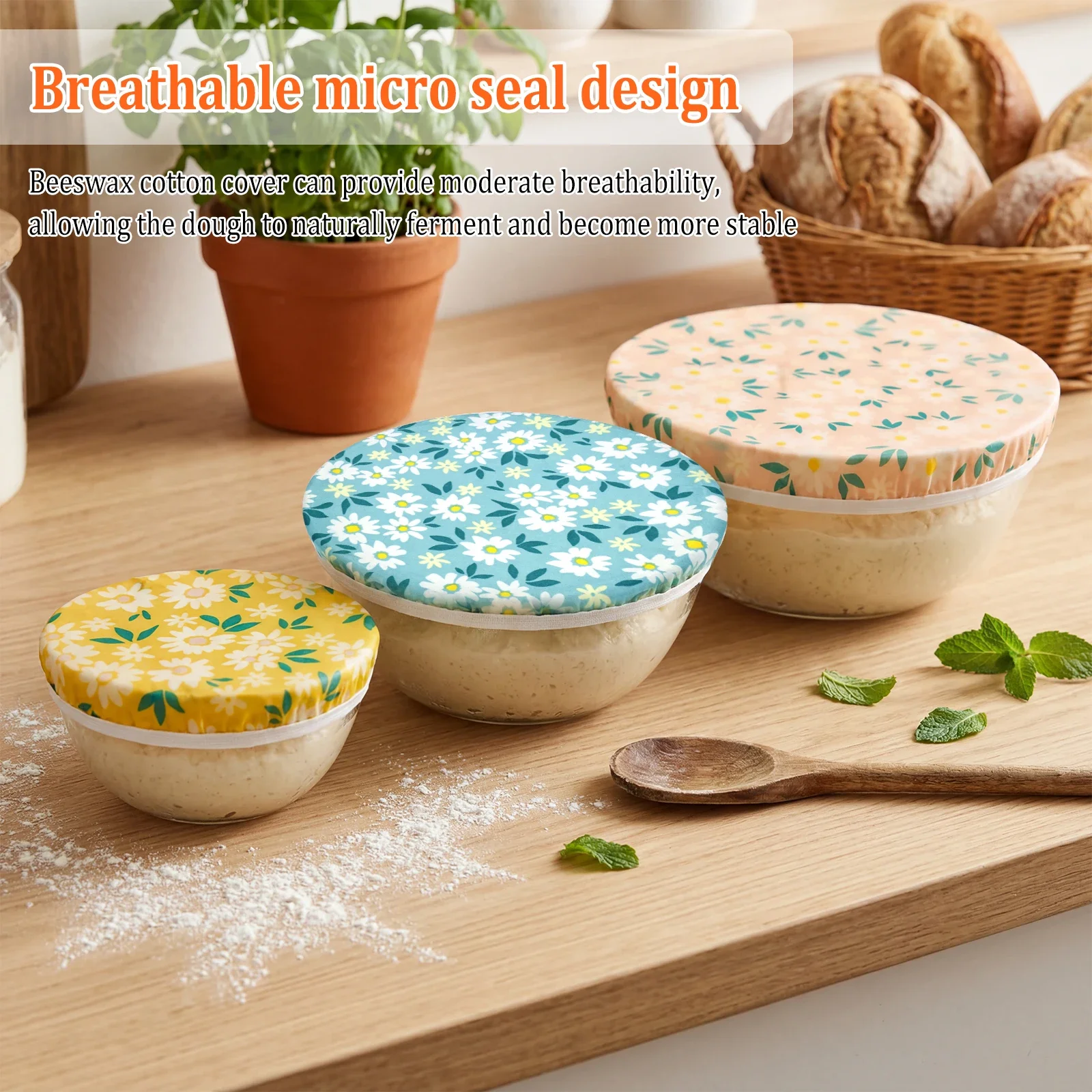 3Pcs Bowl Covers Cotton Beeswa - Beeswax Food Cover ulasan dan harga