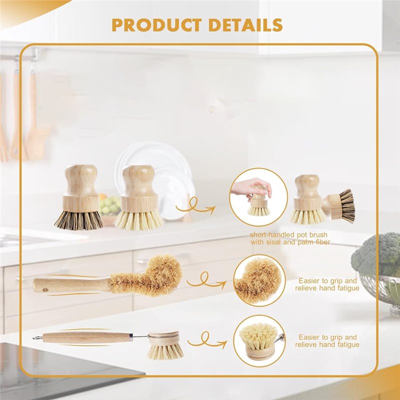 ABNL Ergonomic Wooden Handles  - Dish Brush Bamboo ulasan dan harga
