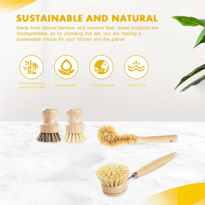 ABNL Ergonomic Wooden Handles  - Dish Brush Bamboo ulasan dan harga
