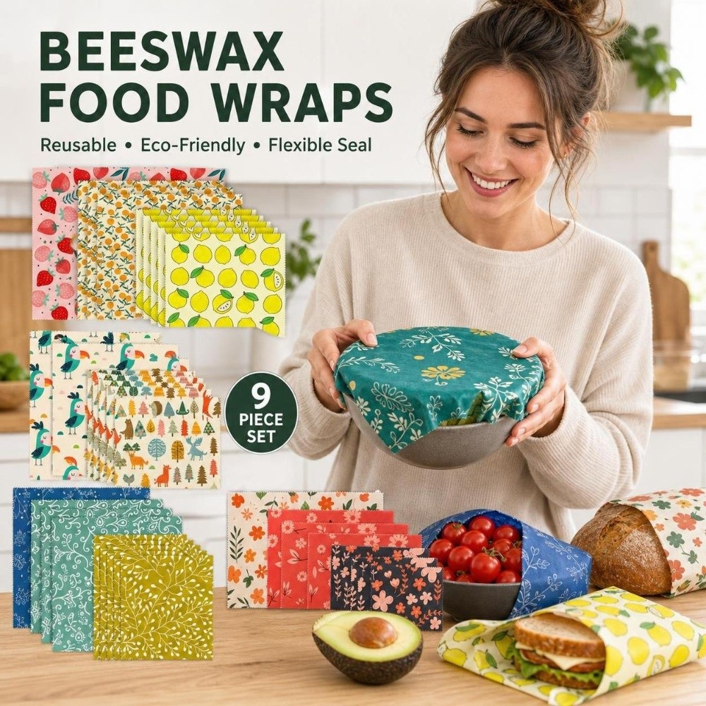 9pcs Multi Size Beeswax Food W - Beeswax Food Cover ulasan dan harga